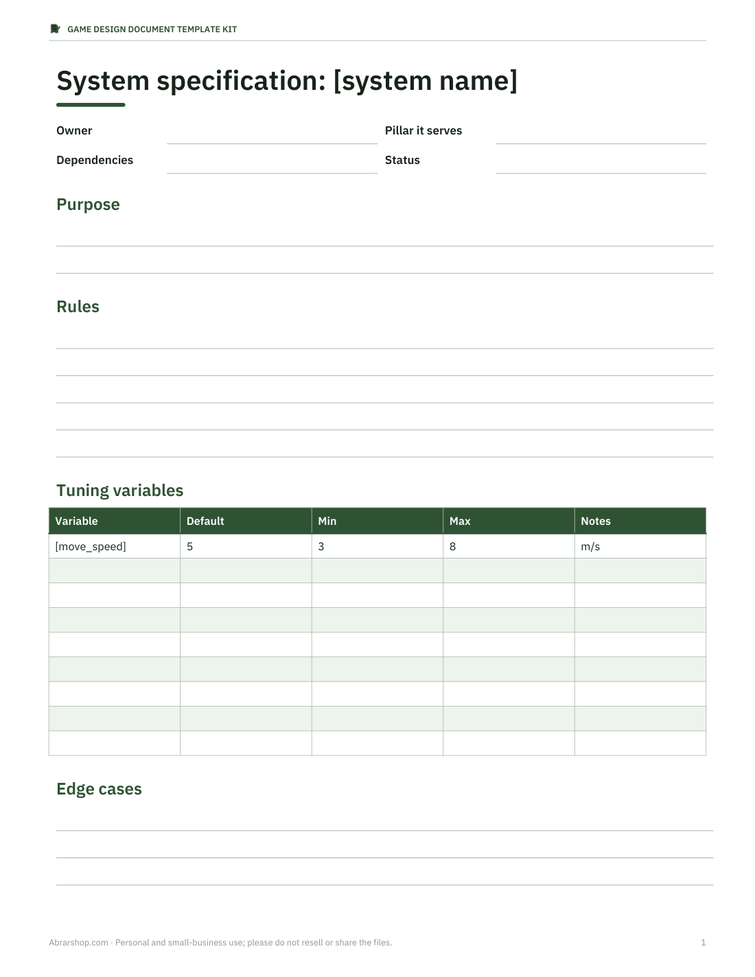 Preview of the first page of Mechanics / system spec
